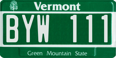 VT license plate BYW111