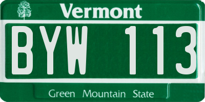 VT license plate BYW113