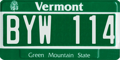 VT license plate BYW114