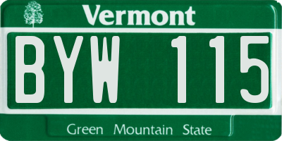 VT license plate BYW115