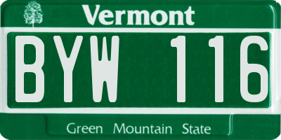 VT license plate BYW116