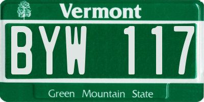 VT license plate BYW117