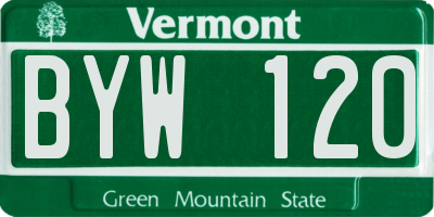 VT license plate BYW120