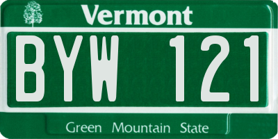 VT license plate BYW121