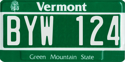 VT license plate BYW124