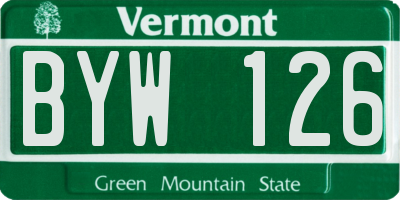 VT license plate BYW126