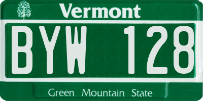 VT license plate BYW128