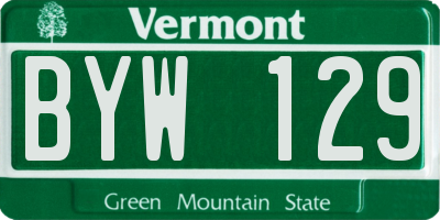VT license plate BYW129