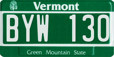 VT license plate BYW130