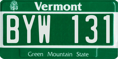 VT license plate BYW131