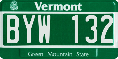 VT license plate BYW132