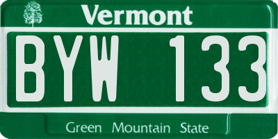 VT license plate BYW133