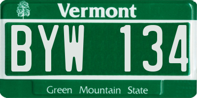 VT license plate BYW134