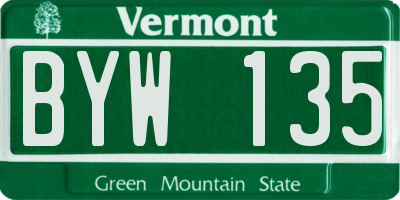 VT license plate BYW135