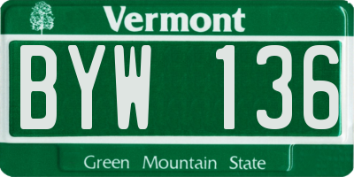 VT license plate BYW136