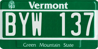 VT license plate BYW137