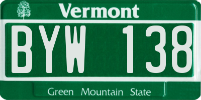 VT license plate BYW138