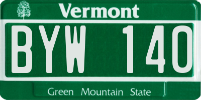 VT license plate BYW140