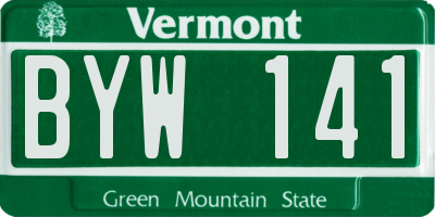 VT license plate BYW141