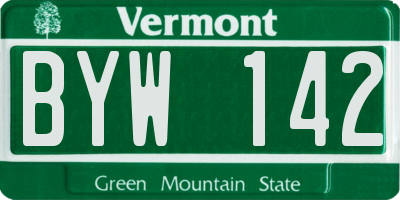 VT license plate BYW142