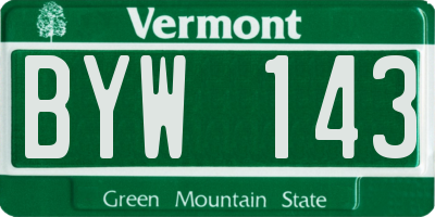 VT license plate BYW143