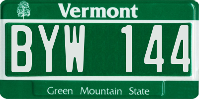 VT license plate BYW144