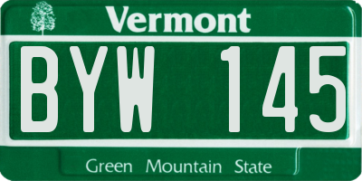 VT license plate BYW145
