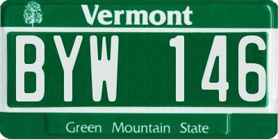 VT license plate BYW146