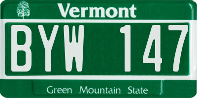VT license plate BYW147