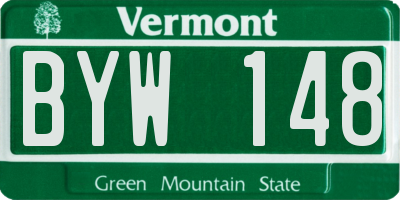 VT license plate BYW148
