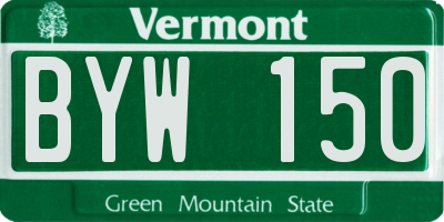 VT license plate BYW150