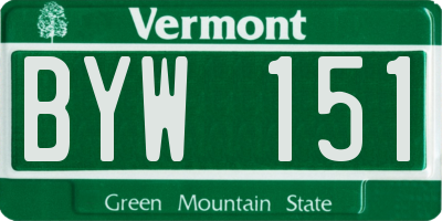 VT license plate BYW151