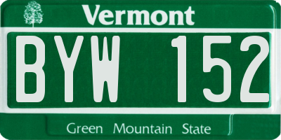 VT license plate BYW152