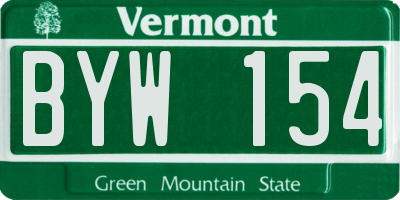 VT license plate BYW154