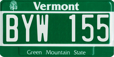 VT license plate BYW155