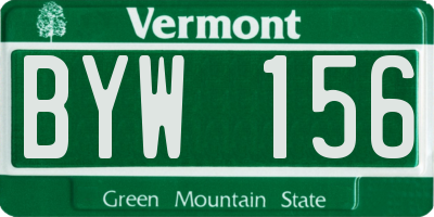 VT license plate BYW156