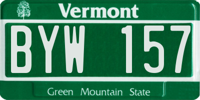 VT license plate BYW157
