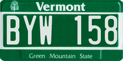 VT license plate BYW158