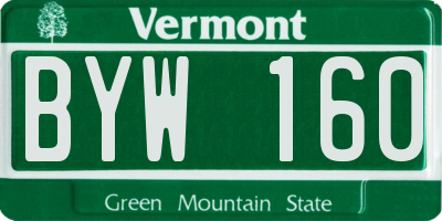 VT license plate BYW160