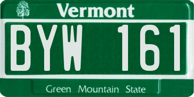 VT license plate BYW161