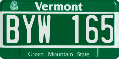 VT license plate BYW165