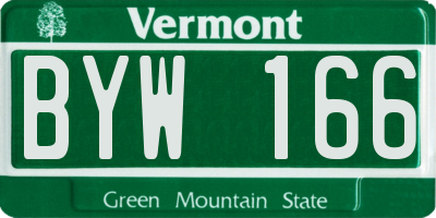 VT license plate BYW166