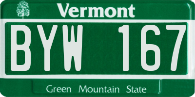 VT license plate BYW167