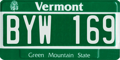 VT license plate BYW169