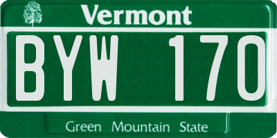 VT license plate BYW170