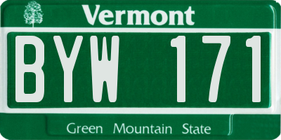 VT license plate BYW171
