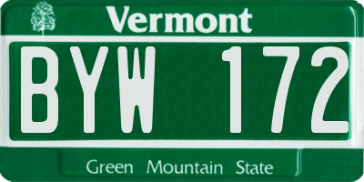 VT license plate BYW172