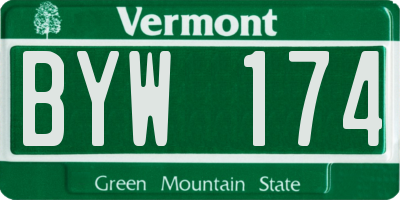 VT license plate BYW174