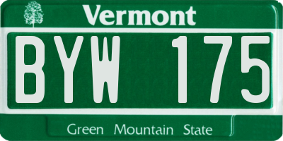 VT license plate BYW175