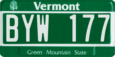 VT license plate BYW177